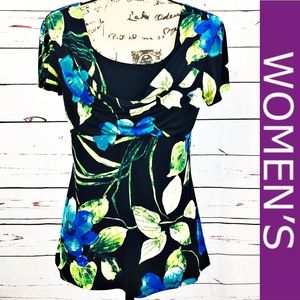 Perseption Concept Black Floral Printed Blouse